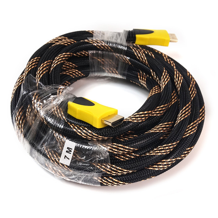 Видео кабель PowerPlant HDMI - HDMI позолоченные коннекторы, 1.3V 7м, Black / Yellow