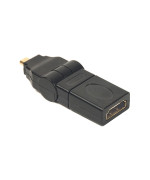 Переходник PowerPlant HDMI AF - micro HDMI AM 360 градусов, Black