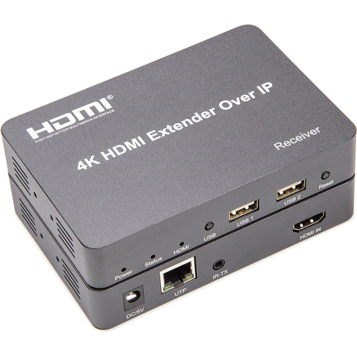 Удлинитель HDMI сигнала PowerPlant HDMI 4K / 30hz, до 150м, через CAT5E / 6 (HDES150-KVM)