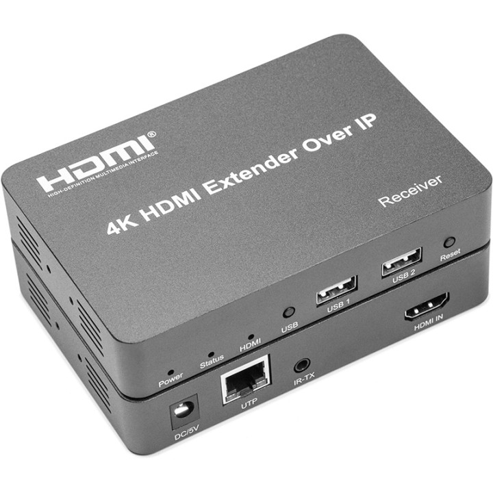 Подовжувач HDMI сигналу PowerPlant HDMI 4K / 30hz, до 150м, через CAT5E / 6 (HDES150-KVM)