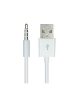Кабель-перехідник PowerPlant USB - Jack 3.5мм для iPod Shuffle, 0.15м, White