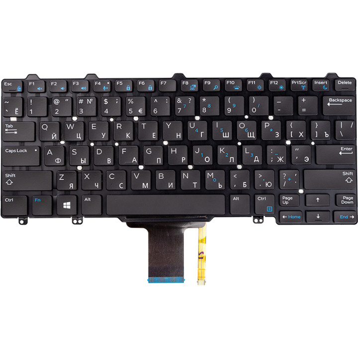 Клавіатура для ноутбука DELL Latitude E5270, E7270 підсвічування, Black