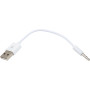 Кабель-переходник PowerPlant USB - Jack 3.5мм для iPod Shuffle, 0.15м, White