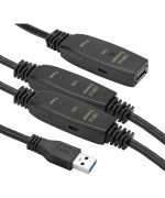 Активний подовжувач PowerPlant USB 3.0 AM – AF, 20 м, Black