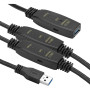 Активний подовжувач PowerPlant USB 3.0 AM – AF, 20 м, Black