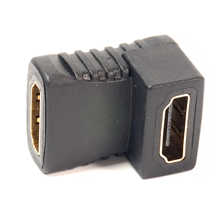 Переходник PowerPlant HDMI AF - HDMI AF угловой, Black