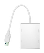 Переходник PowerPlant USB 3.0 – HDMI, DVI, VGA, RJ45 Gigabit Ethernet, White