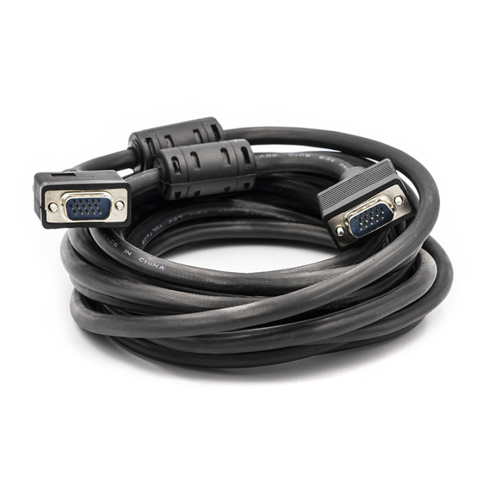Видео кабель PowerPlant VGA-VGA Double ferrites 5м, Black