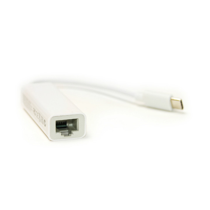 USB Кабель PowerPlant USB Type-C - RJ45, 12 см, White