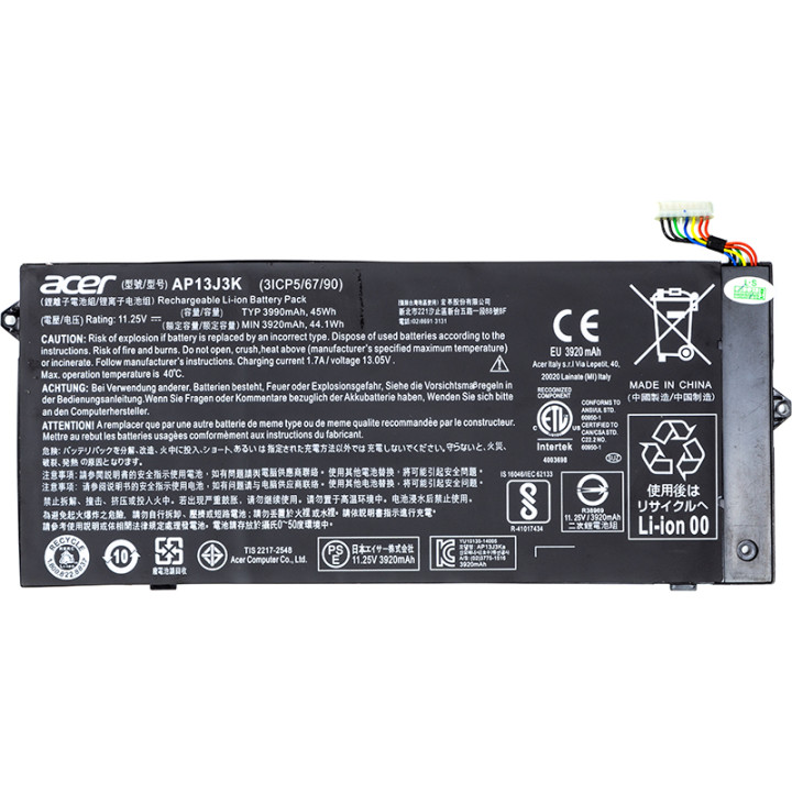 Аккумулятор AP13J3K для ноутбуков ACER Chromebook C720 11.25V 45Wh 3990mAh