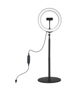 Кольцевая USB LED лампа Puluz PKT3039 10.2"+ настольное крепление 1.4m, Black