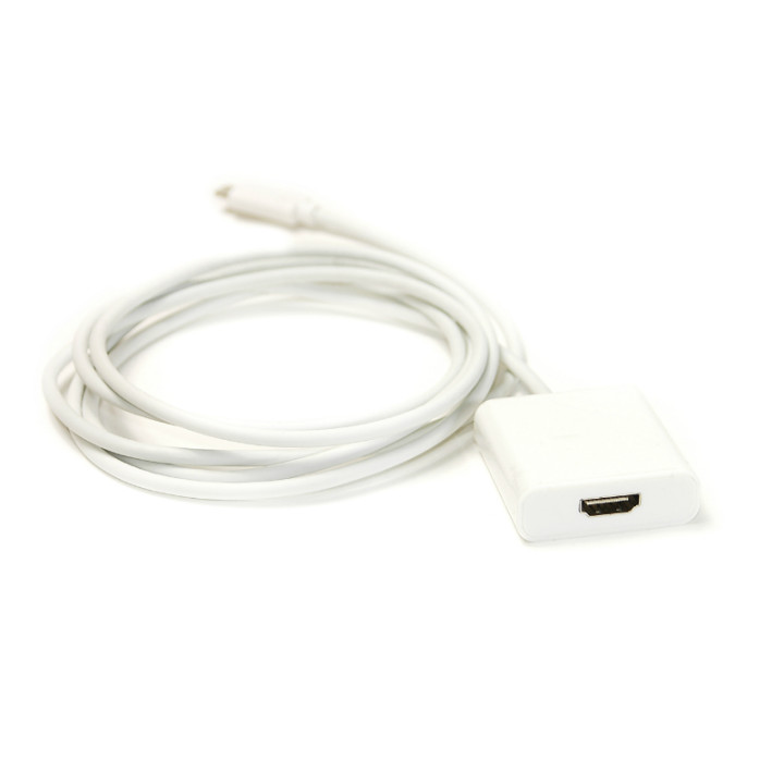 Відео кабель PowerPlant HDMI female - USB Type-C 1.8м, White