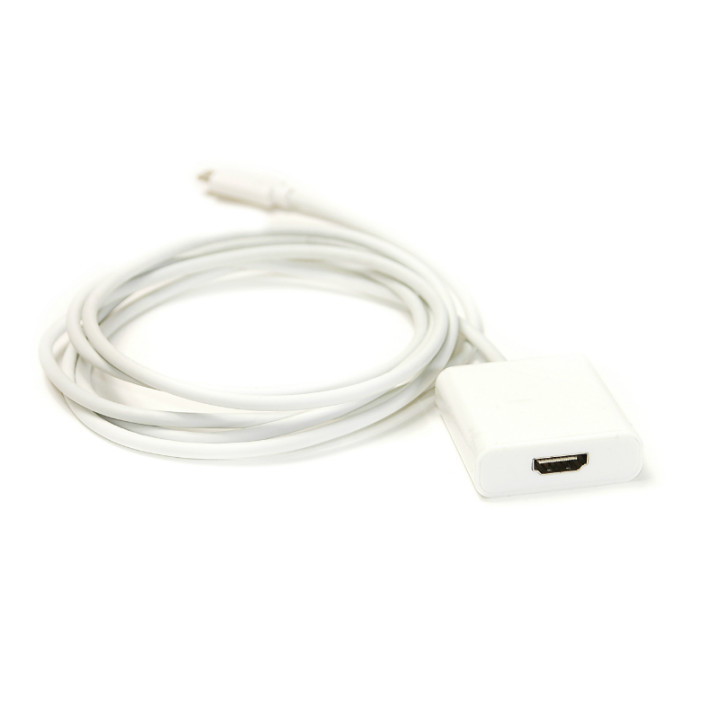 Видео кабель PowerPlant HDMI female - USB Type-C 1.8м, White