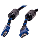 Видео кабель PowerPlant HDMI - HDMI позолоченные коннекторы 1.4V 1.5м Double ferrites, Вlack / Вlue