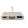 Кабель-перехідник PowerPlant USB Type-C - HDMI/USB Multiport Adapter для MacBook 12, 0.15м, White
