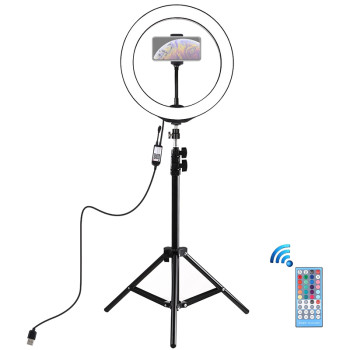 Кільцева USB RGBW LED лампа Puluz PKT3043 10"+ штатив 1.1m, Black
