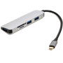 Перехідник PowerPlant USB Type-C - 3*USB 3.0 Ports + TF/SD Card Reader, Gray