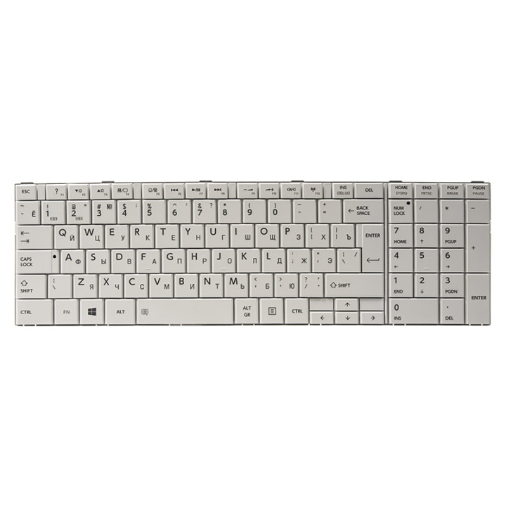 Клавиатура для ноутбука TOSHIBA Satellite C850, C870 белый фрейм, White