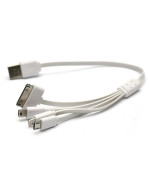 USB Кабель PowerPlant универсальный USB 2.0 AM – Mini, Micro, Lightning, I-Pod, 0.3м, White