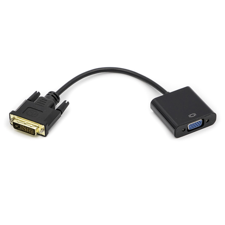 Кабель-переходник PowerPlant DVI-D Dual Link (M) - VGA (F) 0.15 м, Black