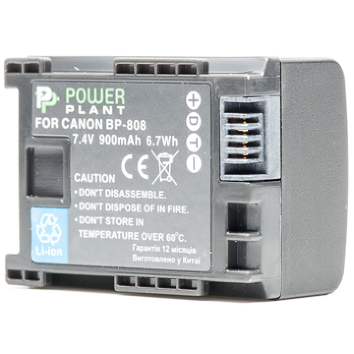 Акумулятор PowerPlant для Canon BP-808 Chip 900mAh