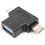 Перехідник PowerPlant USB 3.0 Type-C, microUSB (M) – USB 3.0 OTG AF