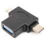 Переходник PowerPlant USB 3.0 Type-C, microUSB (M) – USB 3.0 OTG AF