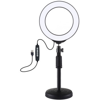 Кільцева USB RGBW LED лампа Puluz PKT3047B 6.2" + настільне кріплення, Black