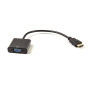 Кабель-переходник PowerPlant HDMI - VGA, 0.15м позолоченные коннекторы, Black