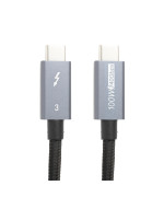 USB Кабель PowerPlant Thunderbolt 3, USB-C - USB-C, 40Gbps, 100W, 20V/5A, 4K/60HZ, 1м, Black