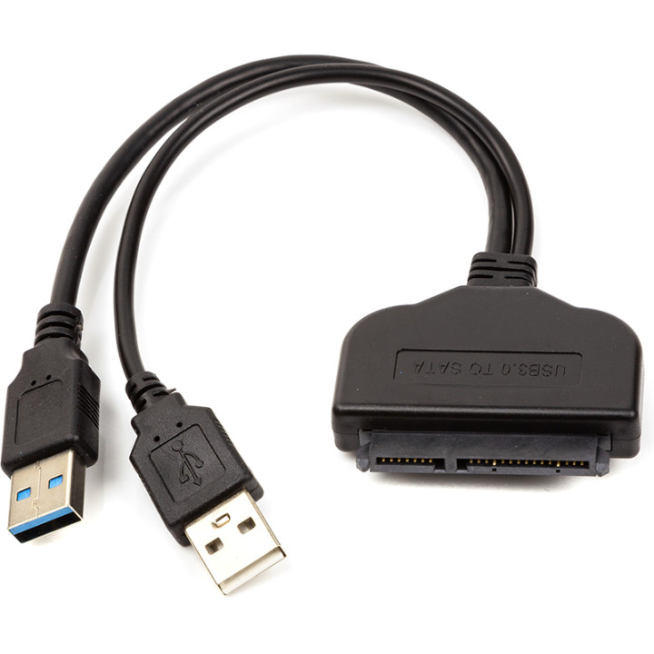 Адаптер PowerPlant 2*USB 3.0 - SATA III, 15 см, Black