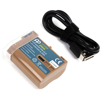 Аккумулятор PowerPlant для Nikon TEN-EL15 2250mAh с кабелем Type-C, Brown
