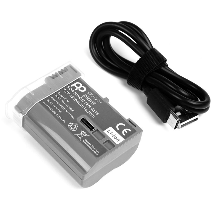 Аккумулятор PowerPlant для Nikon TEN-EL15 2250mAh с кабелем Type-C, Brown