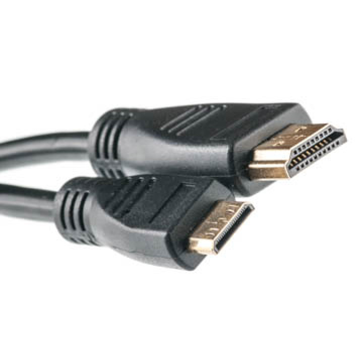 Відео кабель PowerPlant HDMI - mini HDMI позолочені конектори 1.3V 2м, Black