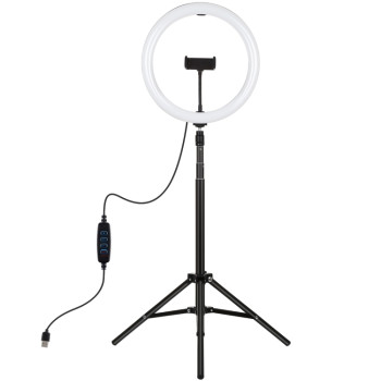 Кільцева USB LED лампа Puluz PKT3061B 11.8" + штатив 1.65м, Black