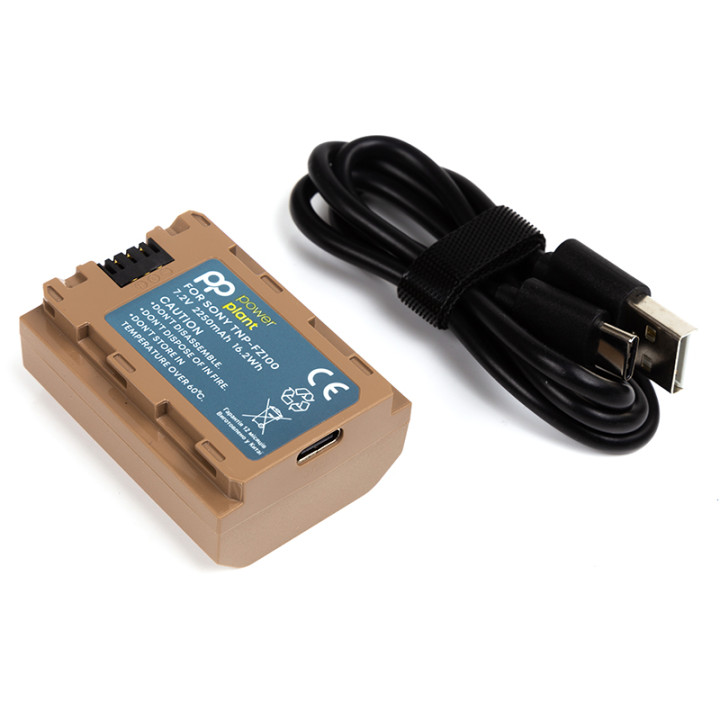 Аккумулятор PowerPlant для Sony TNP-FZ100 2250mAh с кабелем Type-C, Brown