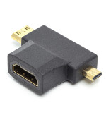 Переходник PowerPlant HDMI (F) - mini HDMI (M) / micro HDMI (M)
