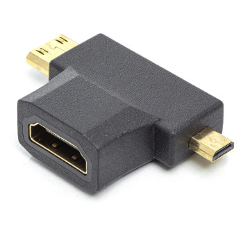 Переходник PowerPlant HDMI (F) - mini HDMI (M) / micro HDMI (M)