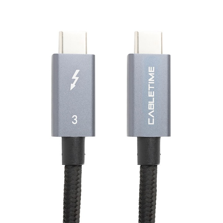 USB Кабель PowerPlant Thunderbolt 3, USB-C - USB-C, 40Gbps, 100W, 20V/ 5A, 4K/ 60HZ, 2м, Black
