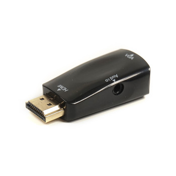 Перехідник PowerPlant HDMI - VGA + Audio з аудіо кабелем 0.5м, Black