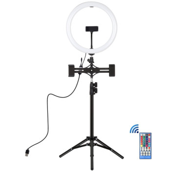Кільцева USB LED лампа Puluz PKT3068B 11.8" + штатив 1.1m, Black