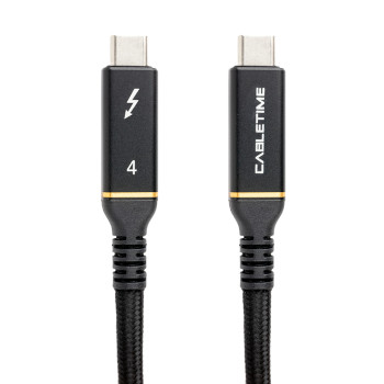 USB Кабель PowerPlant USB4, USB-C - USB-C, 40Gbps, 100W, 20V/ 5A, 8K/ 60HZ, 1м, Black
