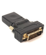 Переходник PowerPlant HDMI AF - DVI AM 24+1 360 градусов, Black