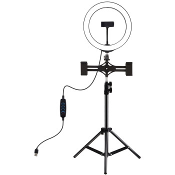 Кільцева USB LED лампа Puluz PKT3053B 10" + штатив 1.1m, Black