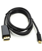 Кабель PowerPlant USB Type-C 3.1 Thunderbolt 3(M) - DisplayPort(M), 4K, 1.8 м, Black