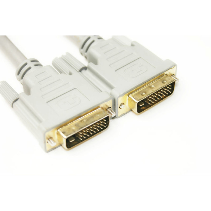 Відео кабель PowerPlant DVI-D 24M-24M Double ferrites 1.5м, Grаy