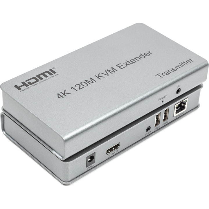 Удлинитель HDMI сигнала PowerPlant HDMI 4K / 30hz, до 120м, через CAT5E / 6 (HDES120-KVM)