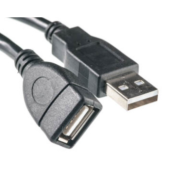 USB Кабель PowerPlant USB 2.0 AF – AM, 5м, One ferrite, Black