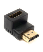 Переходник PowerPlant HDMI AF - HDMI AM нижний угол, Black