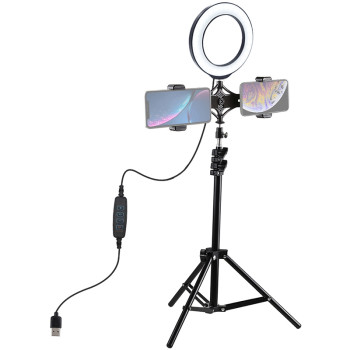 Кільцева USB LED лампа Puluz PKT3036 6.2" + штатив 1.1m, Black